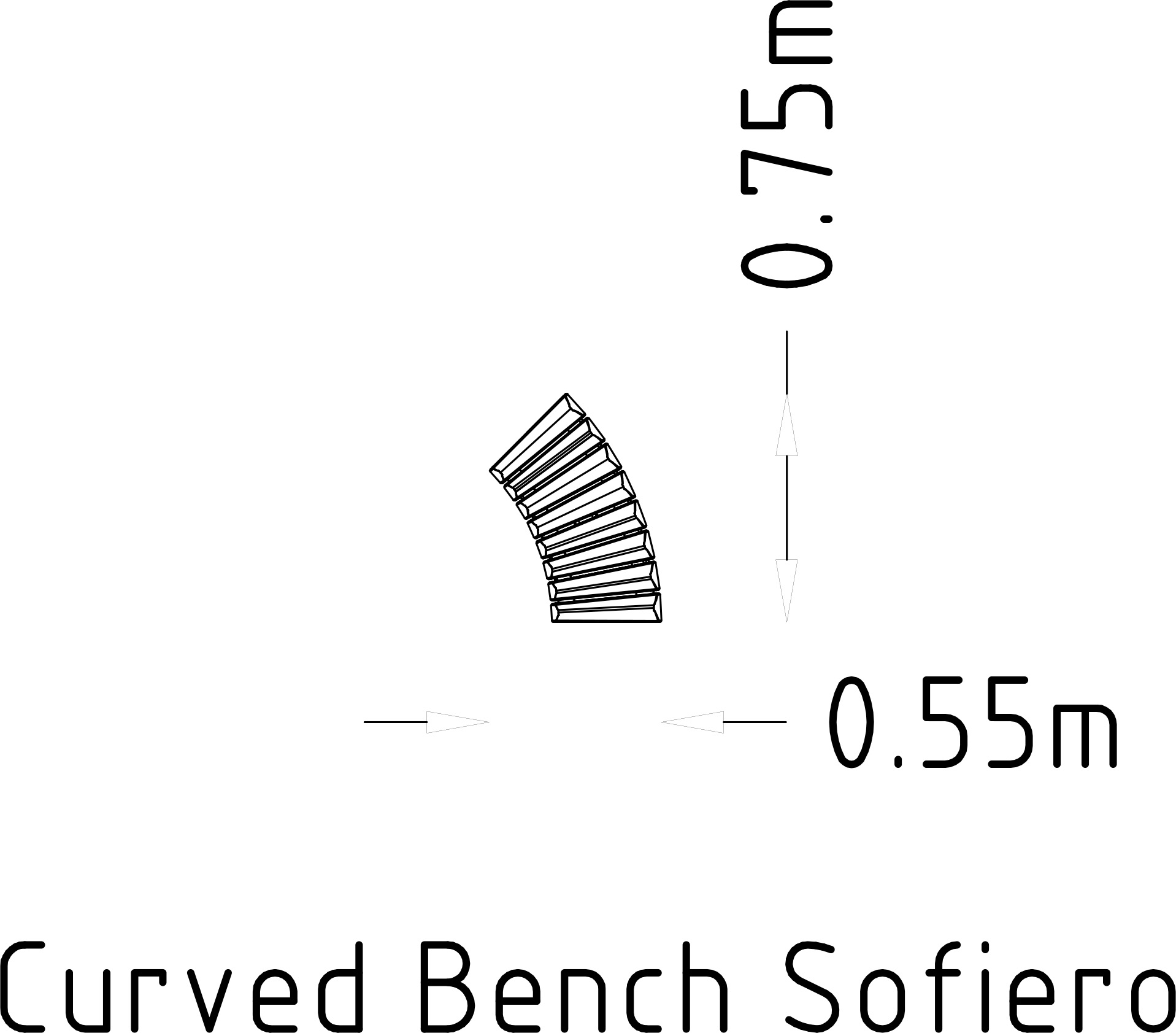 Banc courbe 45° Sofiero