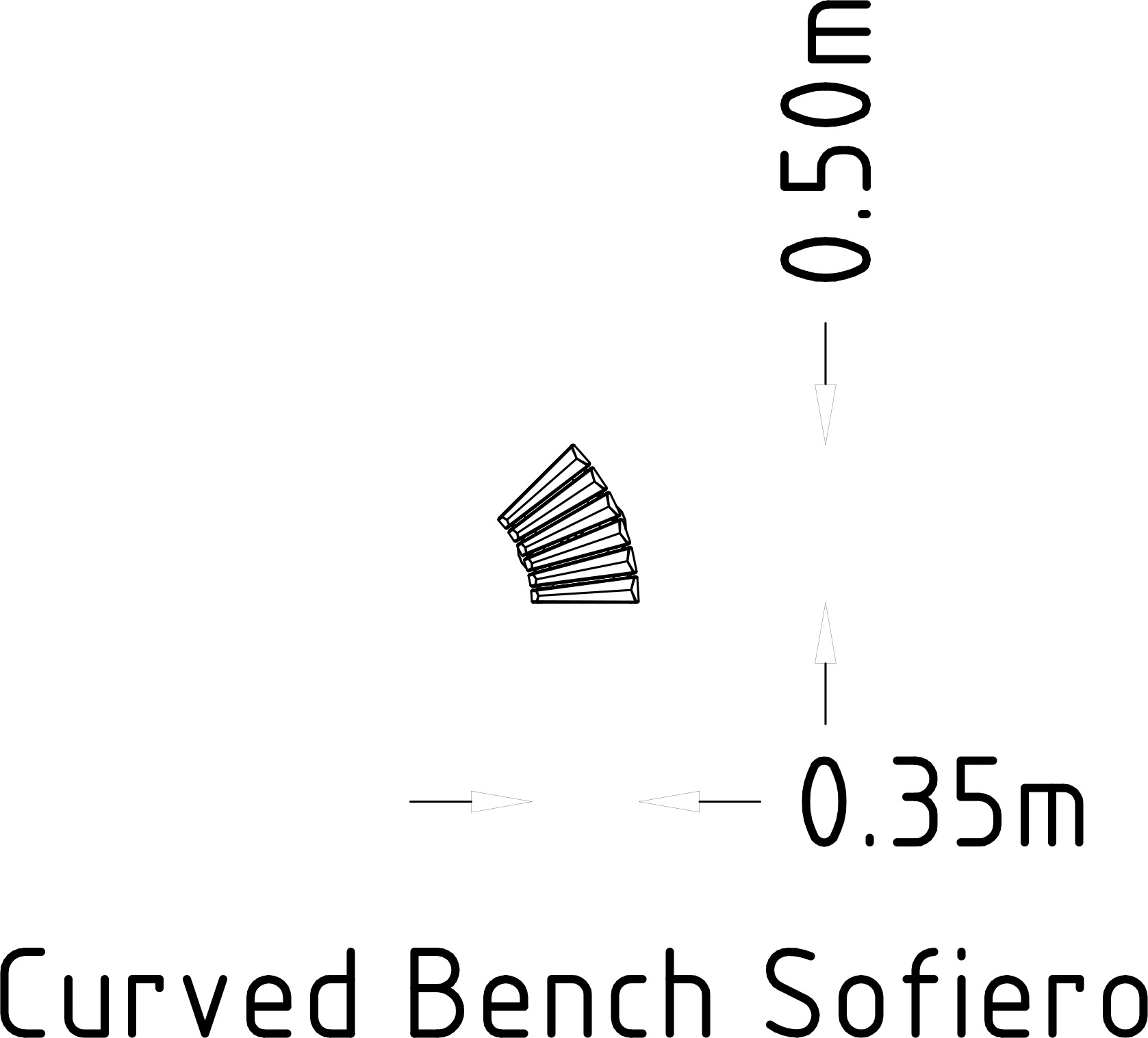 Curved Bench 45° Sofiero Hardwood