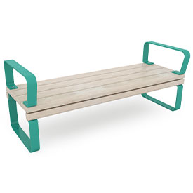 park bench with armrests in green